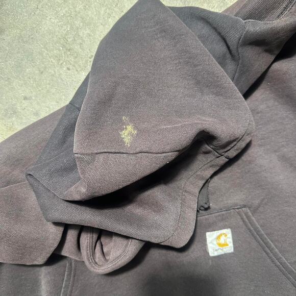 Vintage Carhartt Distressed Faded Brown Hoodie Mens XL Boxy Workwear Sweatshirt - Picture 7 of 7